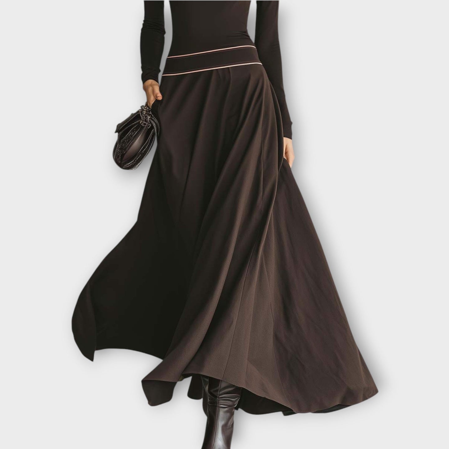 Robe Maxi Élégante avec Col Haut