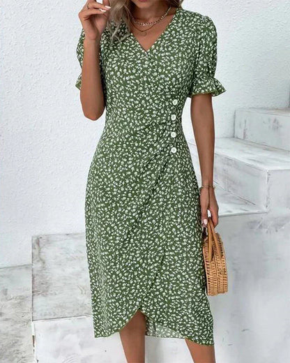 Leah | Robe Bouton avec Volants