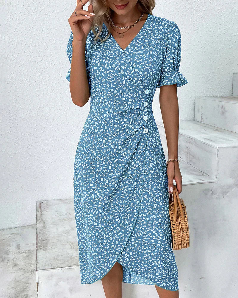 Leah | Robe Bouton avec Volants