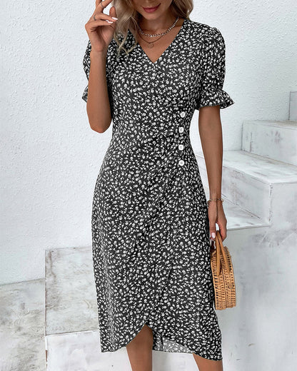 Leah | Robe Bouton avec Volants