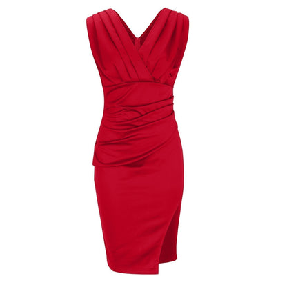 Estelle | Robe Ajustée avec Décolleté en V et Fente