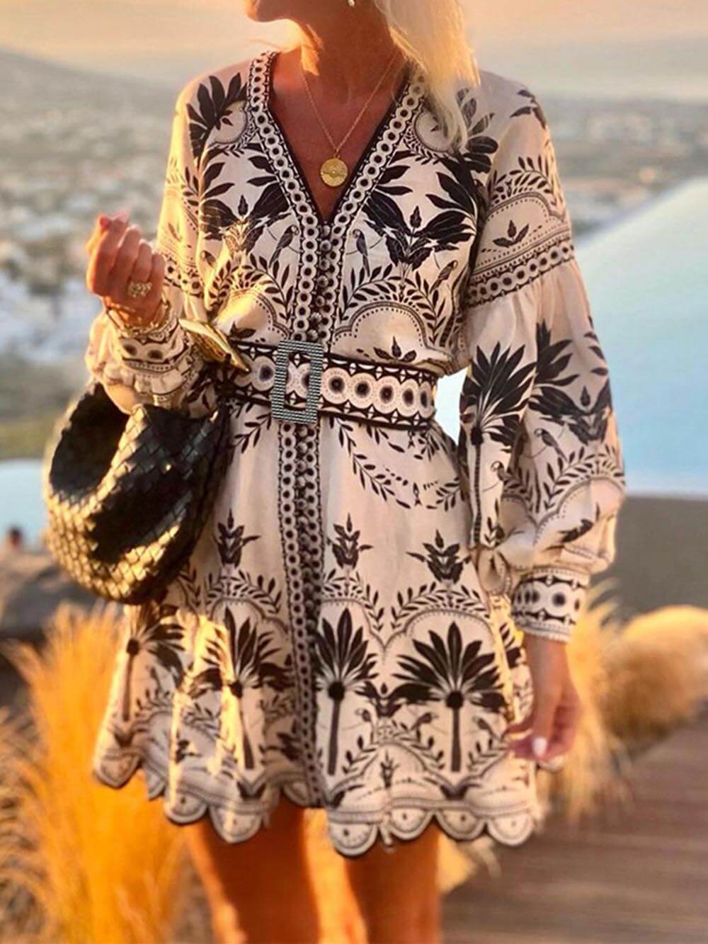Robe Mini Lâche de Plage avec Imprimé Tendance
