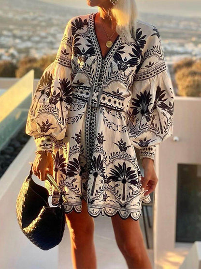 Robe Mini Lâche de Plage avec Imprimé Tendance