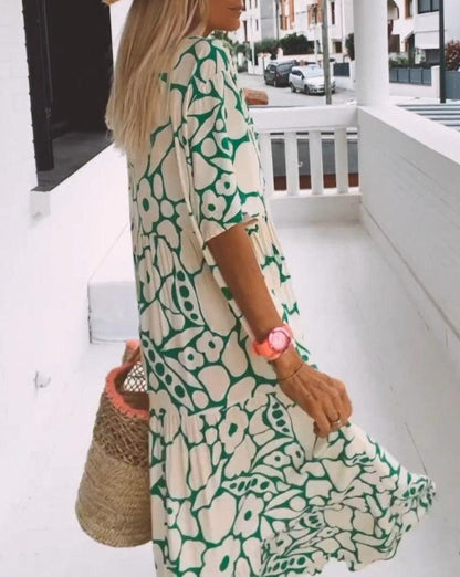 ESTER - Robe Maxi à Manches Courtes