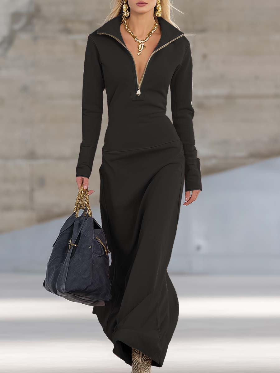 Gaia | Robe de sport avec fermeture éclair et col en V