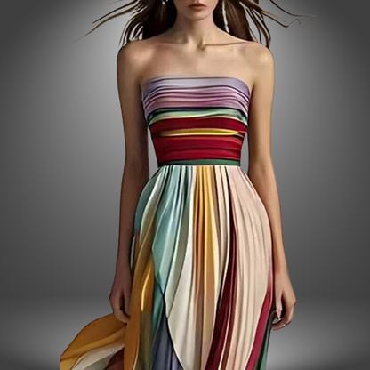Abigail | Robe Maxi Plissée Colorée Sans Manches