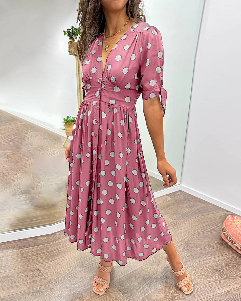 Maria | Robe à Pois avec Boutons