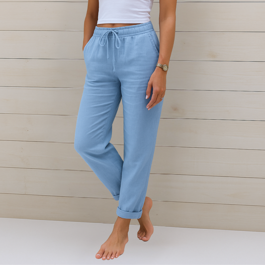 Maja - Pantalon Stretch en Lin Respirant Premium