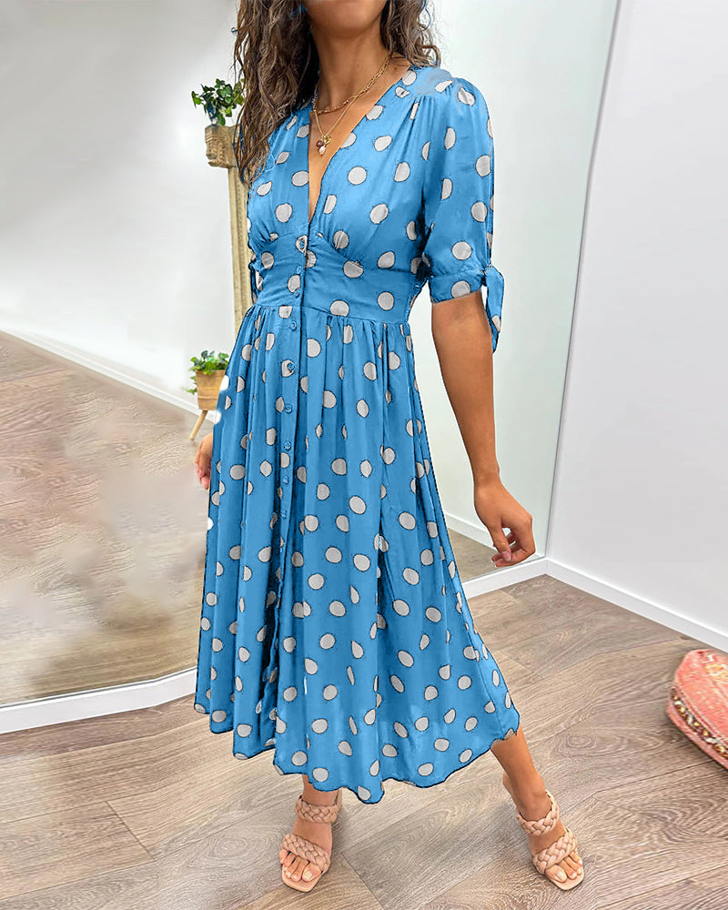 Maria | Robe à Pois avec Boutons