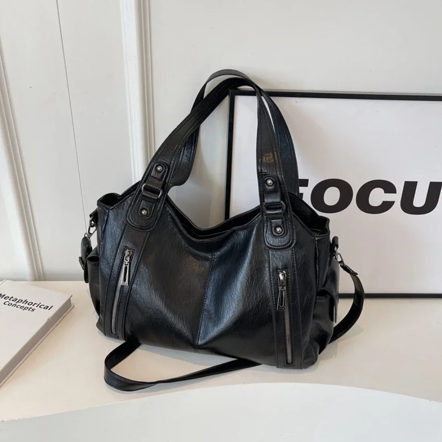 Uma - Sac à Bandoulière Grande Capacité avec Double Fermeture Éclair