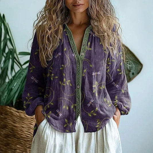 Brianna | Chemise Vintage Élégante à Imprimé Floral