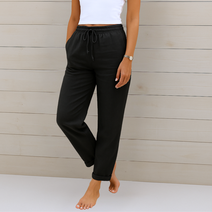 Susy - Pantalon Stretch en Lin Respirant Premium