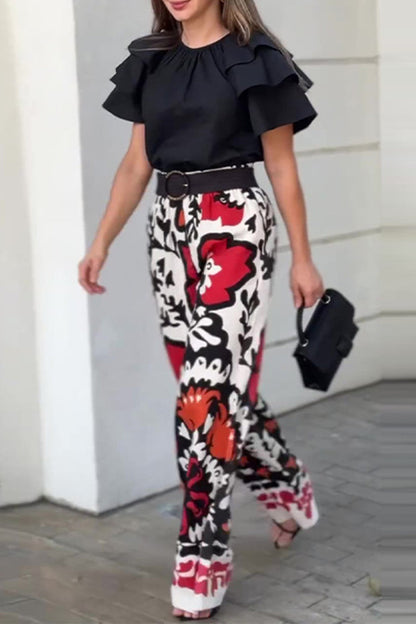 NALANI – ENSEMBLE DEUX PIÈCES FLORAL CASUAL AVEC POCHES
