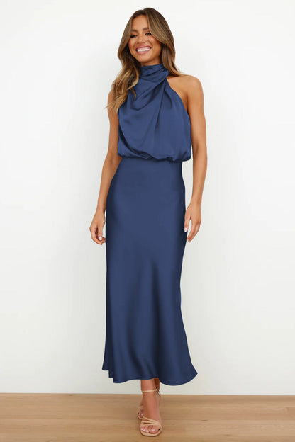 Elise | Robe Halter en Satin Élégante – Gracieuse et Chic