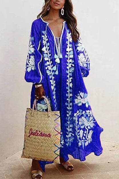 Nelia - Robe Bohémienne Florale Été Aérée