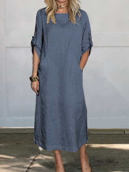 Mia™ - Robe en Lin Simple et Confortable avec Poches