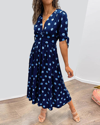 Maria | Robe à Pois avec Boutons
