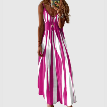 Ariella - Robe Maxi Sans Manches à Rayures Chic