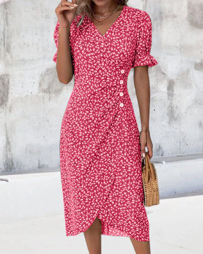 Leah | Robe Bouton avec Volants