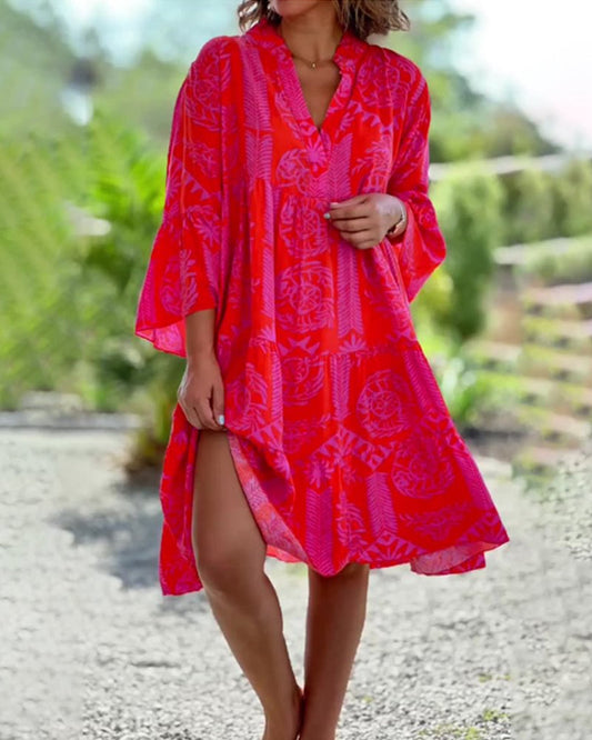 SARA - Robe boho fluide à manches 3/4