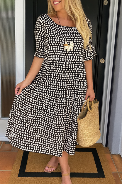 Iris™ | Robe Midi à Manches Courtes Sable