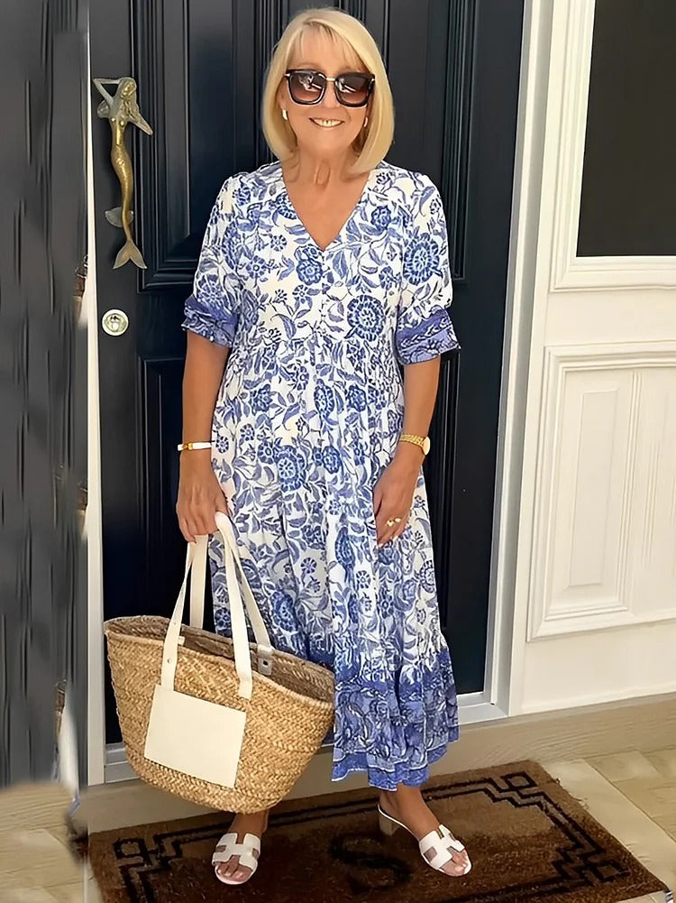 Lilara - Robe Florale Boho avec Décolleté en V Profond