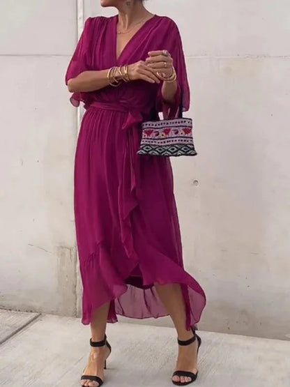 Loisa - Robe en Chiffon Élégante avec Décolleté en V