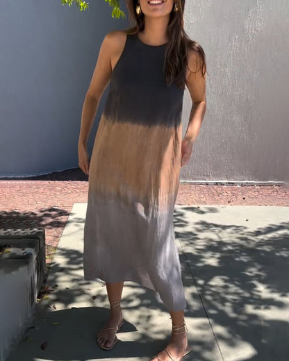 Melanie | Robe Sans Manches en Lin Ombre