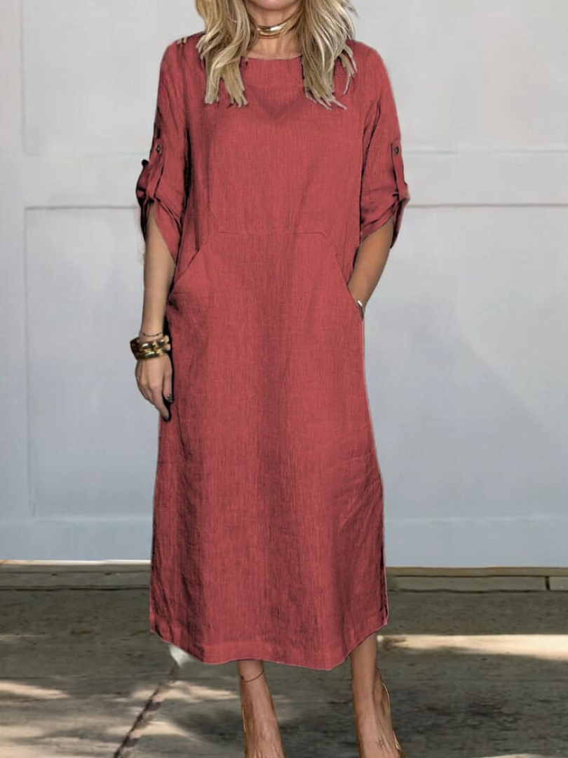 Mia™ - Robe en Lin Simple et Confortable avec Poches