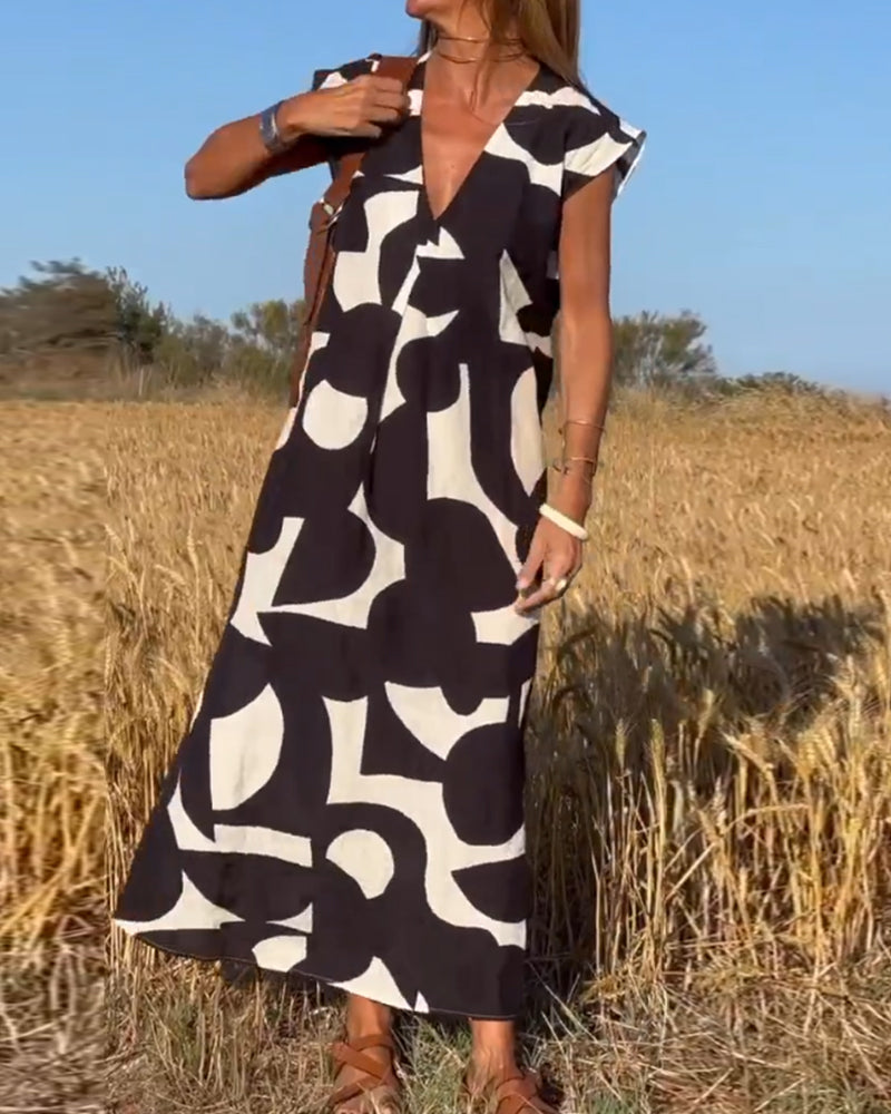 Sarinya - Robe Imprimée Avec Décolleté en V
