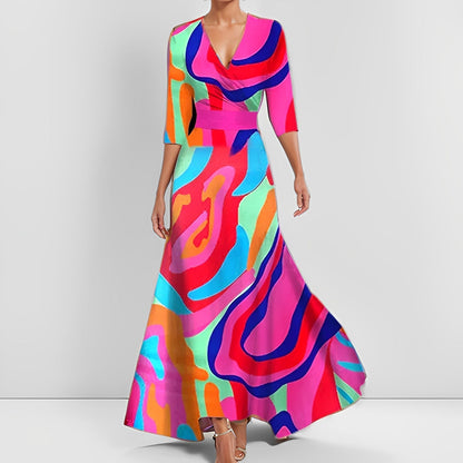 Delores - Robe longue à fleurs avec manches longues