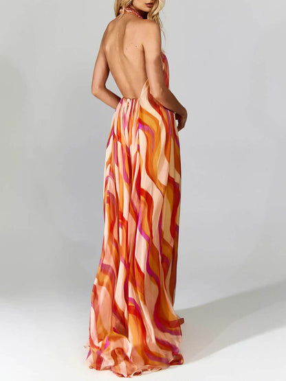 Marlyn - Robe Maxi Sans Dos avec Col Halter