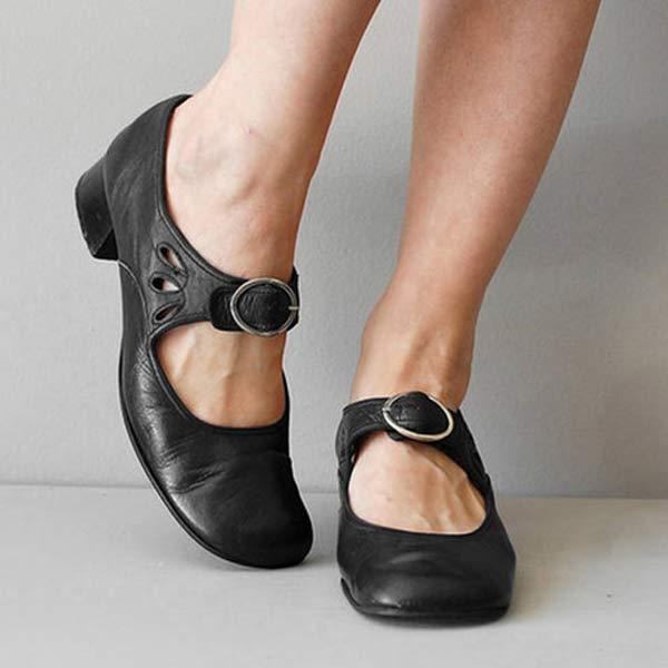 Beatrice - Sandales à Talon en Cuir avec Boucle Orthopédique