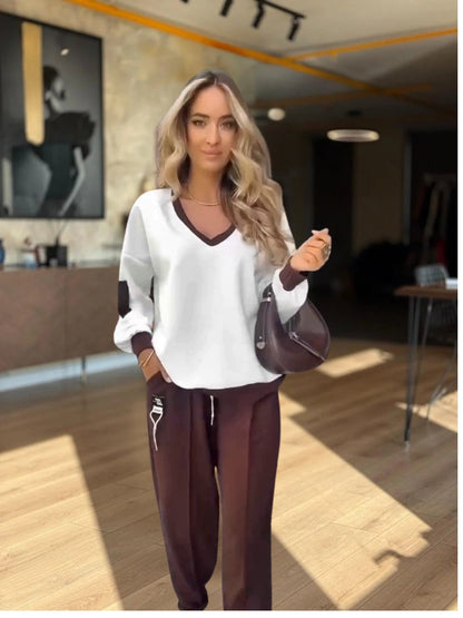 ALINA – ENSEMBLE COMPLET BICOLORE AVEC COL EN V DOUX