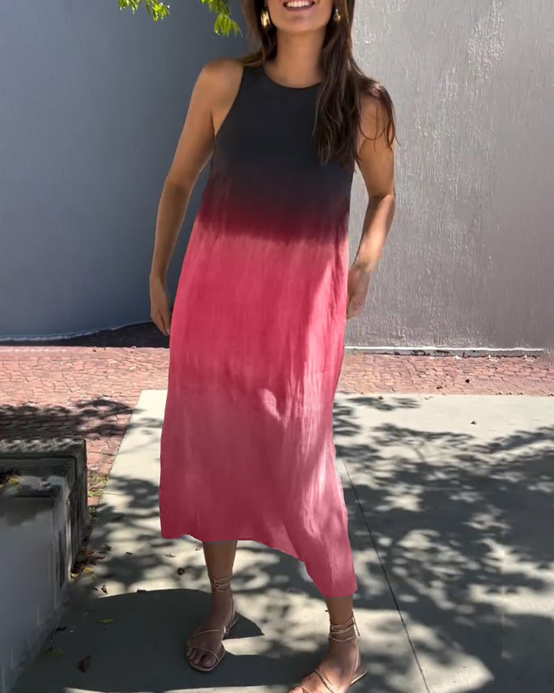 Melanie | Robe Sans Manches en Lin Ombre