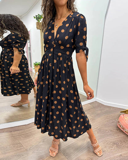 Maria | Robe à Pois avec Boutons