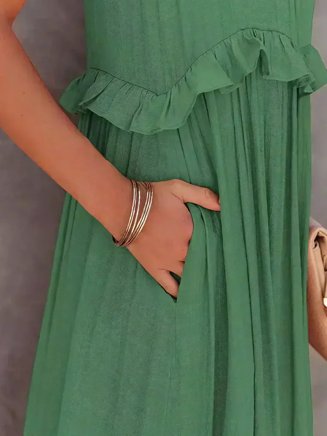 Ilona - Robe Halter avec Volants et Poches Maxi