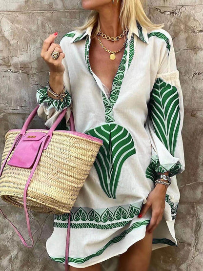 Robe Mini de Vacances avec Imprimé Unique Simple