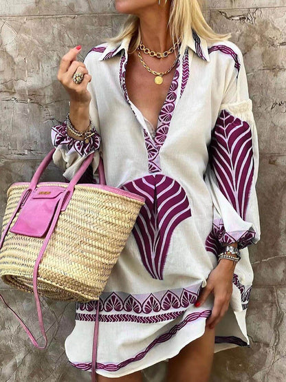 Robe Mini de Vacances avec Imprimé Unique Simple