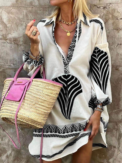 Robe Mini de Vacances avec Imprimé Unique Simple