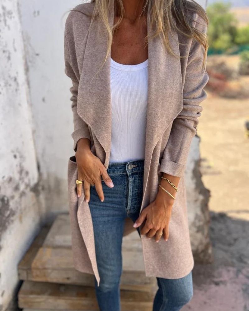 EIGONA - VESTE DE CARDIGAN CASUAL AVEC REVER