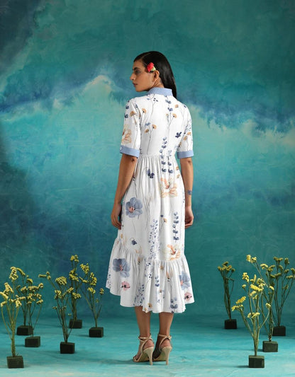 Elvienne | Robe Maxi Fraîche avec Imprimé et Col