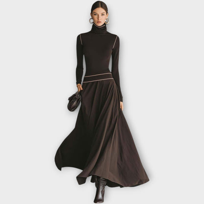 Robe Maxi Élégante avec Col Montant