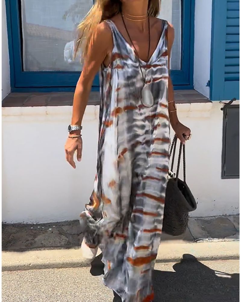 SORIA - ROBE SANS MANCHES AVEC IMPRIMÉ TIE DYE