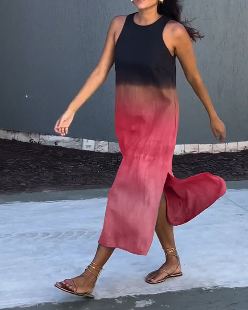 Melanie | Robe Sans Manches en Lin Ombre