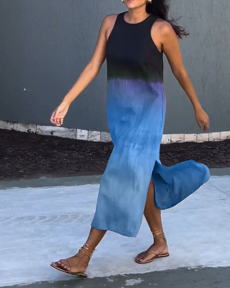 Melanie | Robe Sans Manches en Lin Ombre