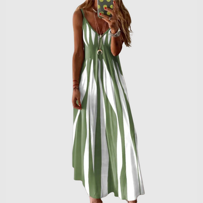 Ariella - Robe Maxi Sans Manches à Rayures Chic