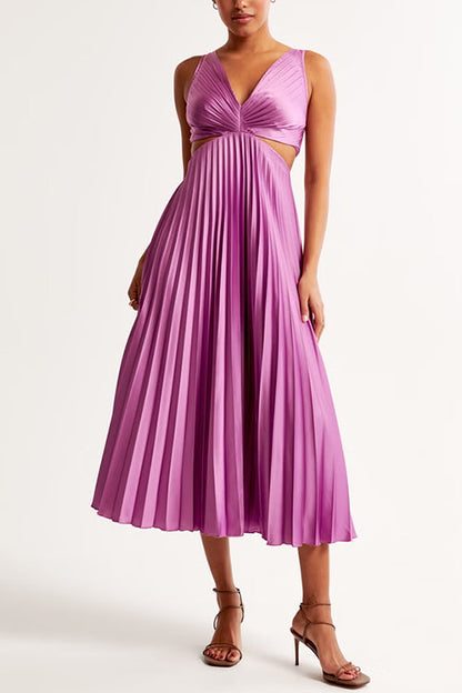 EVA™ | Robe Maxi Sans Manches avec Taille Haute et Plis