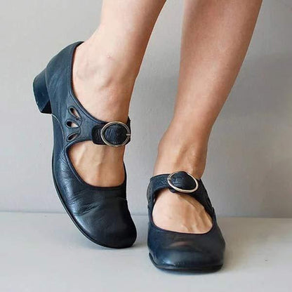 Beatrice - Sandales en Cuir à Talon et Boucle Ajustable Orthopédique
