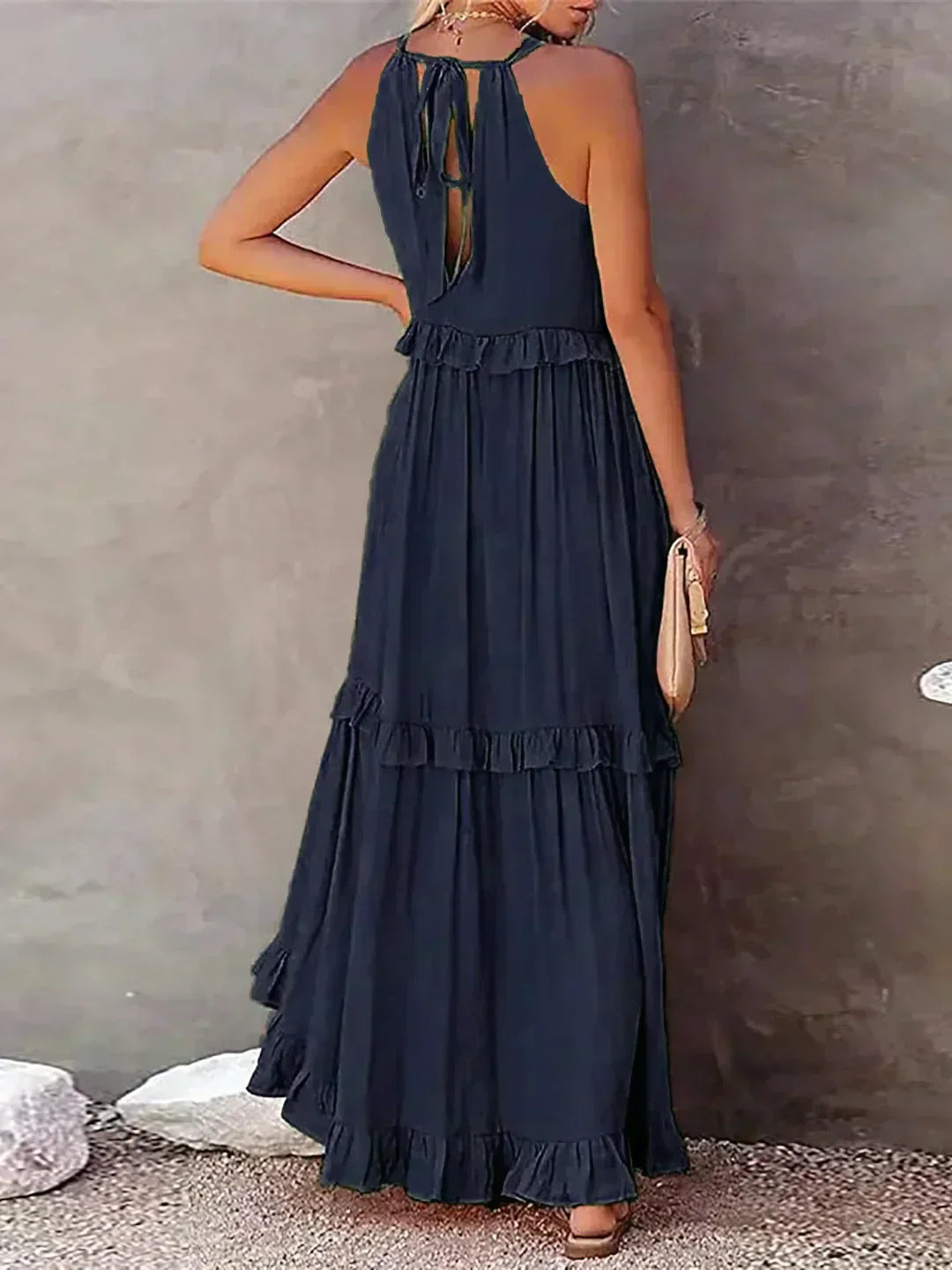 Ilona - Robe Halter avec Volants et Poches Maxi
